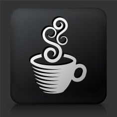 Black Square Button with Coffee Cup Icon N11