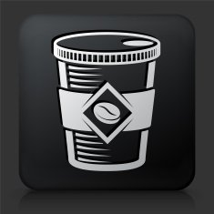 Black Square Button with Coffee Cup Icon N12