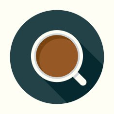 Flat Design Coffee Cup Icon With Long Shadow