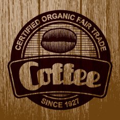 Vintage Coffee Label on Aged Wood N5