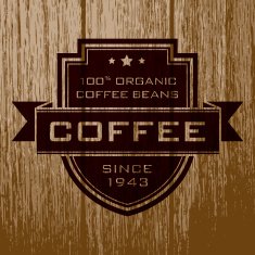Vintage Coffee Label on Aged Wood N6