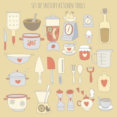 Colorful set of kitchen tools