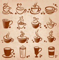 An illustration design of a coffee grunge icons