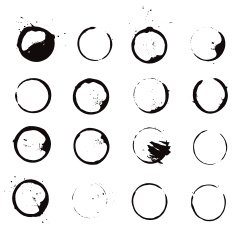 Coffee or tea mug stains on white background