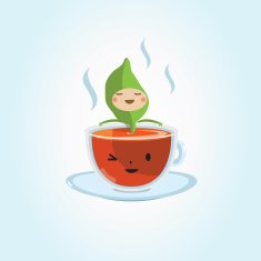 Tea cup character - vector illustration