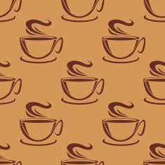 Seamless pattern of cups steaming coffee