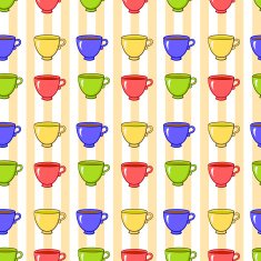 Seamless pattern with colorful tea mugs