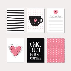 Set of creative cards with coffee theme design