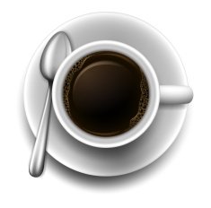 Topview of a cup coffee