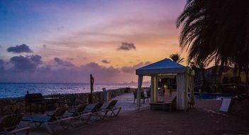 sunset on tropical island sea view
