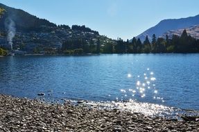 sun glare on the lake surface