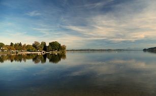 idyllic sunset over the lake