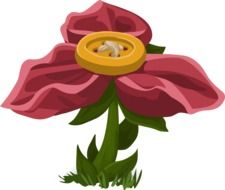 clipart,picture of red flower and button on it