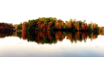 reflection autumn forest on the lake in North Carolina