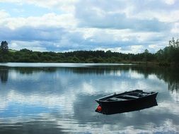 landscape of boat on lake and sky