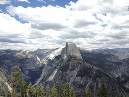 white clouds over mountains in yosemite