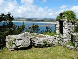 Stone ruins on a rock in Cornwall