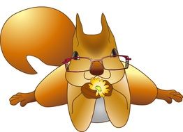 squirrel with flower funny cartoon