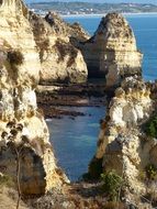 landscape of rocky coast in algarve