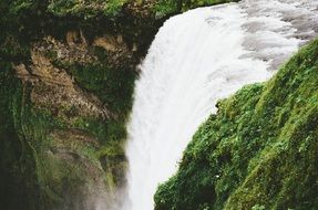 powerful waterfall in iceland