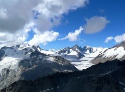 panorama of the glaciers in the alps