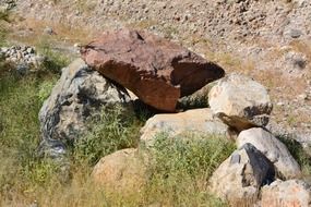 stones stack in green plants