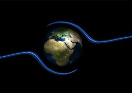 Clipart of blue protective curves at earth globe