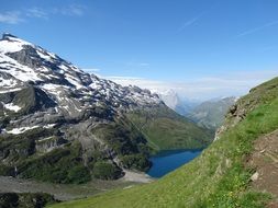 landscape of mountain lake in the alps