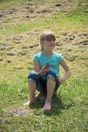 girl resting on the meadow