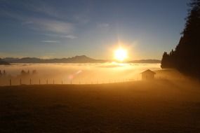 fog at sunset