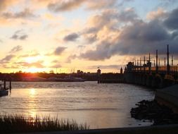 sunset bridge lake