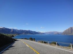 landscape of mountain road in New Zealand