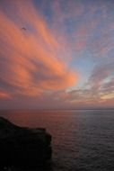 landscape of pink sunset over the Pacific Ocean
