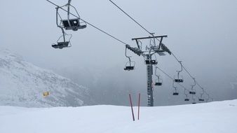 ski lift fog cable car chairlift