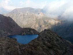 small mountain lake top view