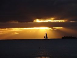 Silhouette of the sailboat