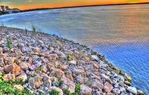 Landscape of rocky lakeshore
