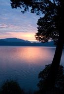 landscape of tranquil evening on the lake