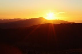 Sunset over the mountains and valleys, feldberg