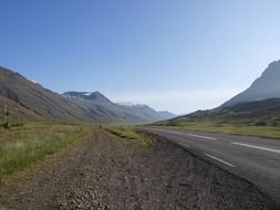 panorama of the highway along the mountains in Iceland