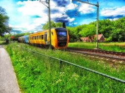 train on railroad, netherlands