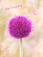 greeting card with purple spiny thistle picture on it