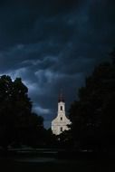 landscape of the dark stormy sky at night