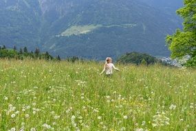 Landscape of the child in a meadow