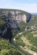 panorama of a river in a gorge in Ardeche