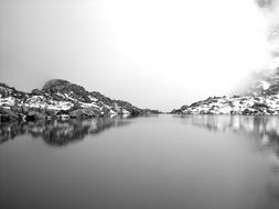Mountains on a lake bank