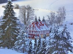 Hut in Switzerland in winter