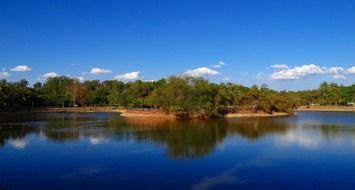 tranquil environment blue lake coast