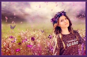 Beautiful girl among flowers