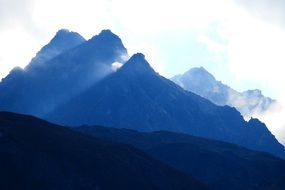 hazy mountain peaks